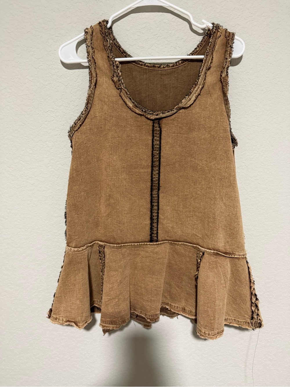 Amazon Brown Tank Top with Ruffle Hem - Picture 6 of 6